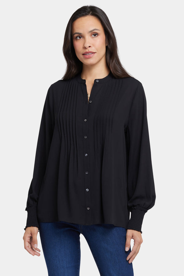 Nydj Pleated Peasant Blouse