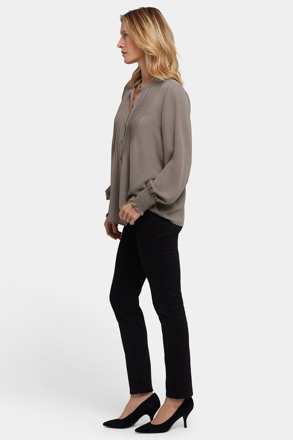 Nydj Pleated Peasant Blouse