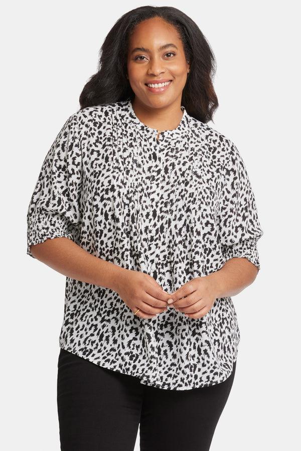 Nydj Pleated Peasant Blouse In Plus Size