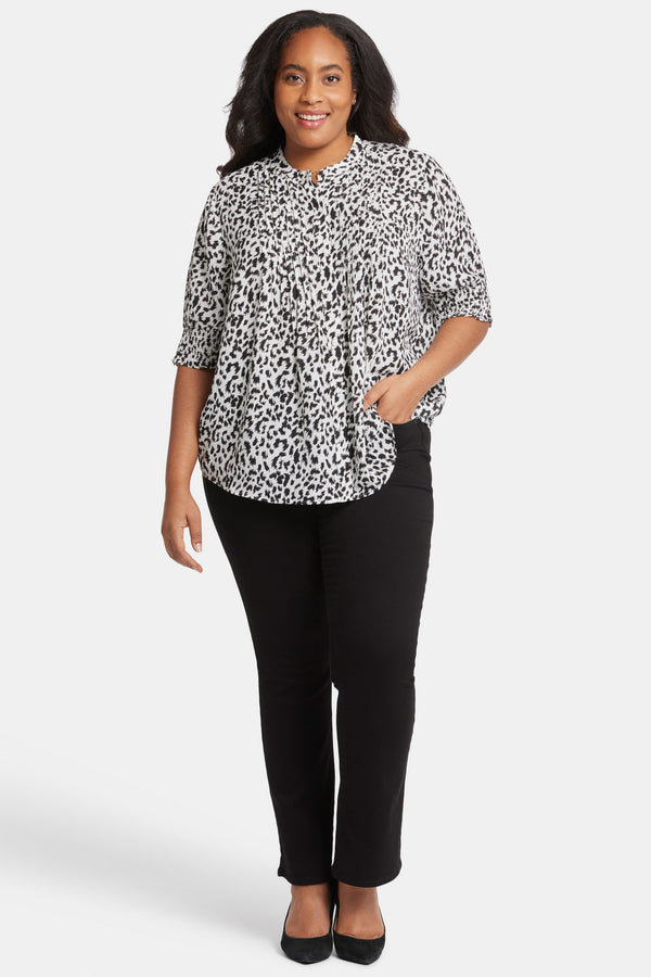 Nydj Pleated Peasant Blouse In Plus Size