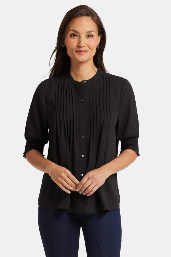 Nydj Pleated Short Sleeved Blouse