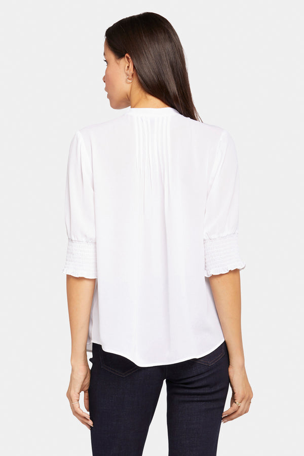Nydj Pleated Short Sleeved Blouse