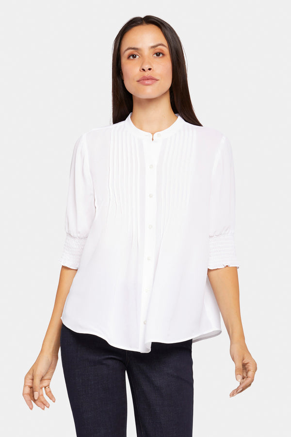 Nydj Pleated Short Sleeved Blouse