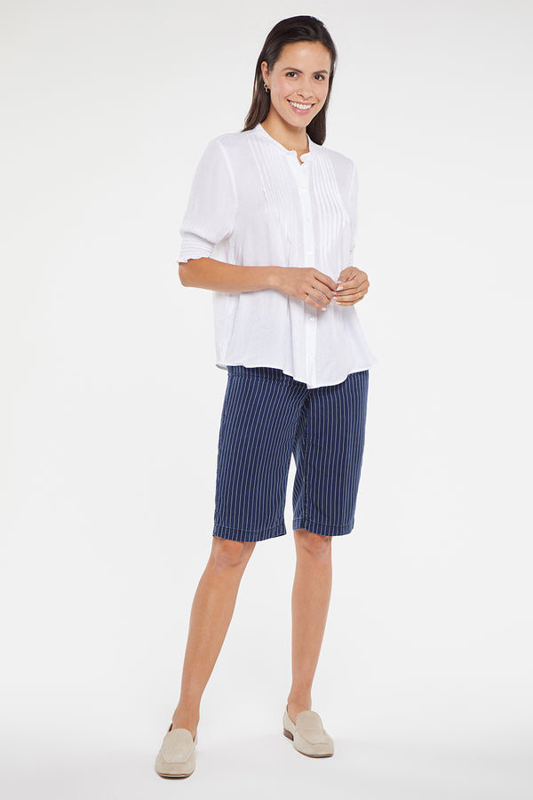 Nydj Pleated Short Sleeved Blouse