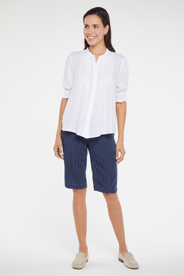 Nydj Pleated Short Sleeved Blouse