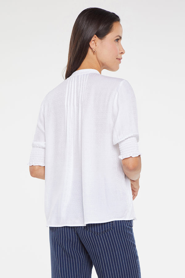 nydj Pleated Short Sleeved Blouse