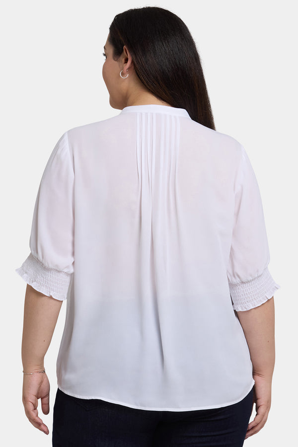 nydj Pleated Short Sleeved Blouse In Plus Size