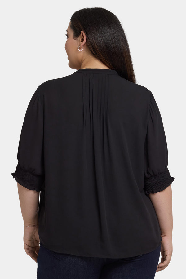 nydj Pleated Short Sleeved Blouse In Plus Size