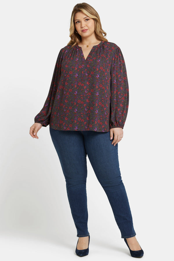Nydj Puff Sleeve Popover Top In Plus Size