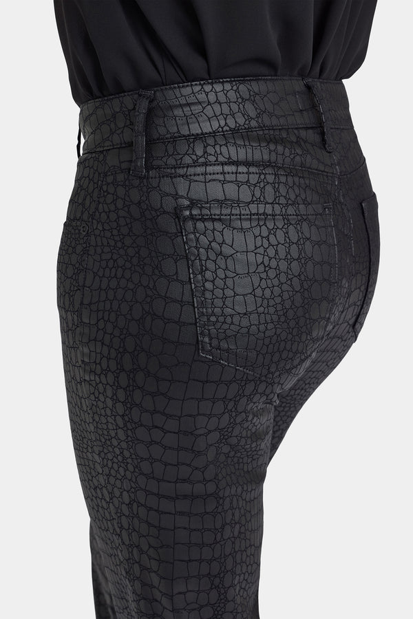 nydj Python Coated Marilyn Straight Jeans