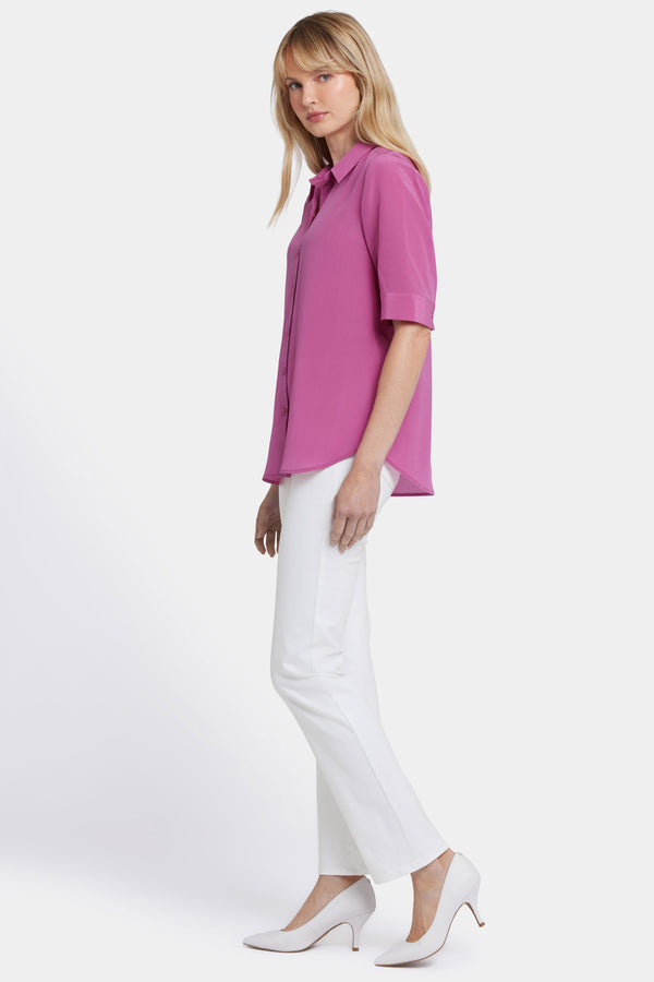 Nydj Riley Silk Elbow Sleeved Blouse