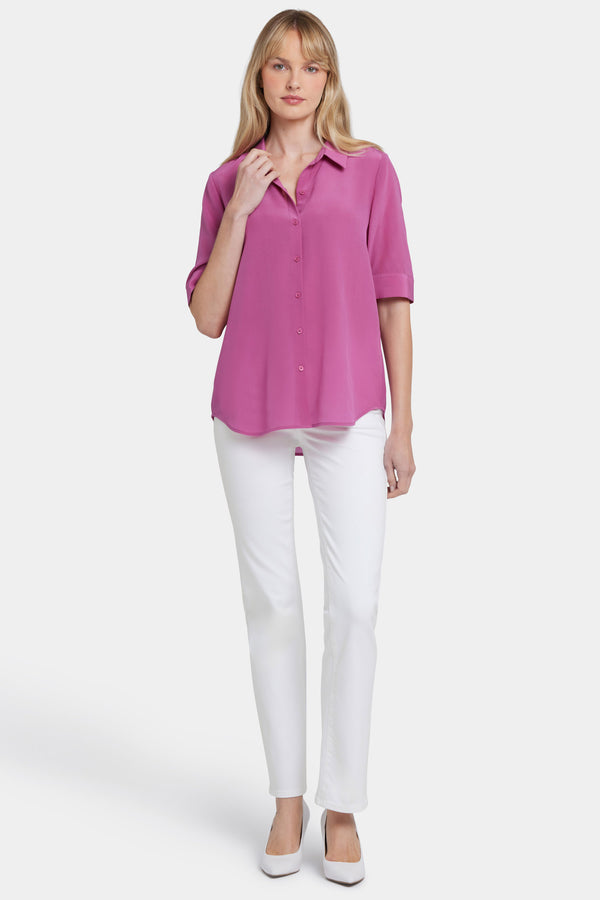 Nydj Riley Silk Elbow Sleeved Blouse