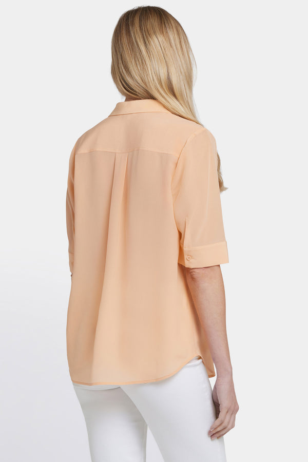 Nydj Riley Silk Elbow Sleeved Blouse