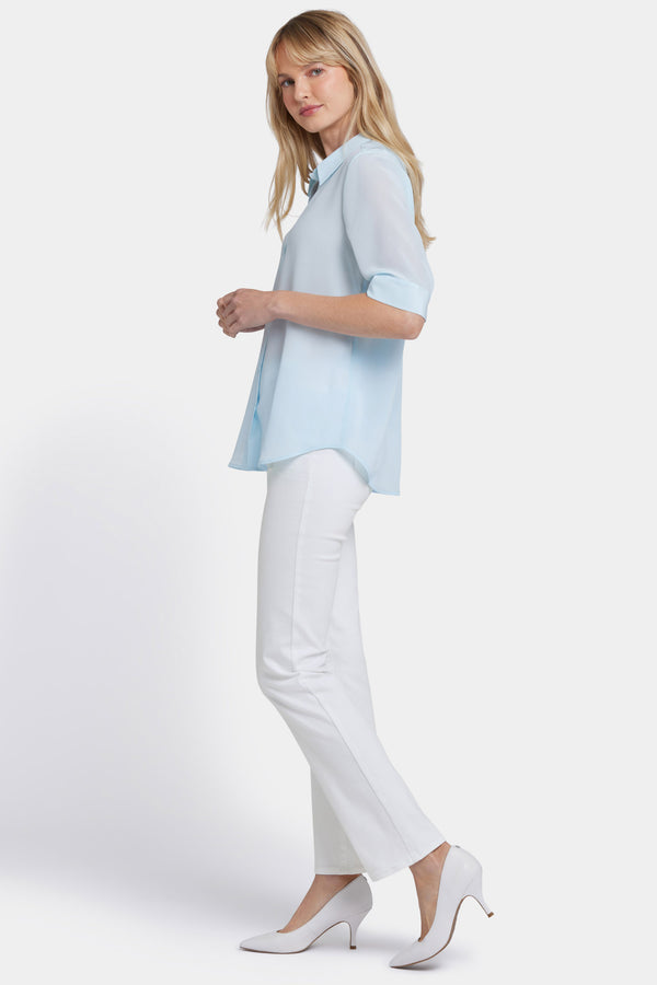 Nydj Riley Silk Elbow Sleeved Blouse