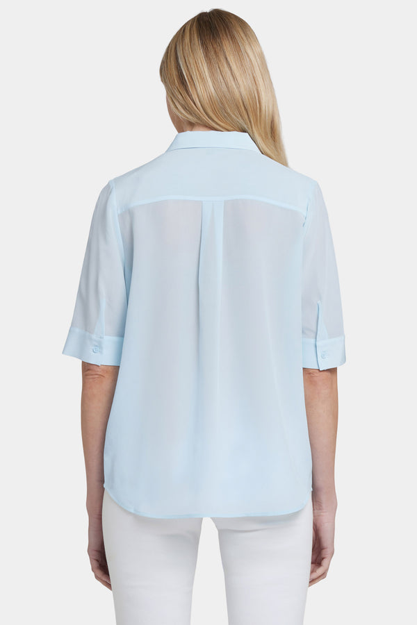 nydj Riley Silk Elbow Sleeved Blouse