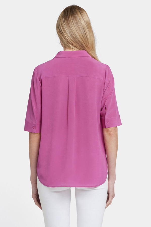 nydj Riley Silk Elbow Sleeved Blouse