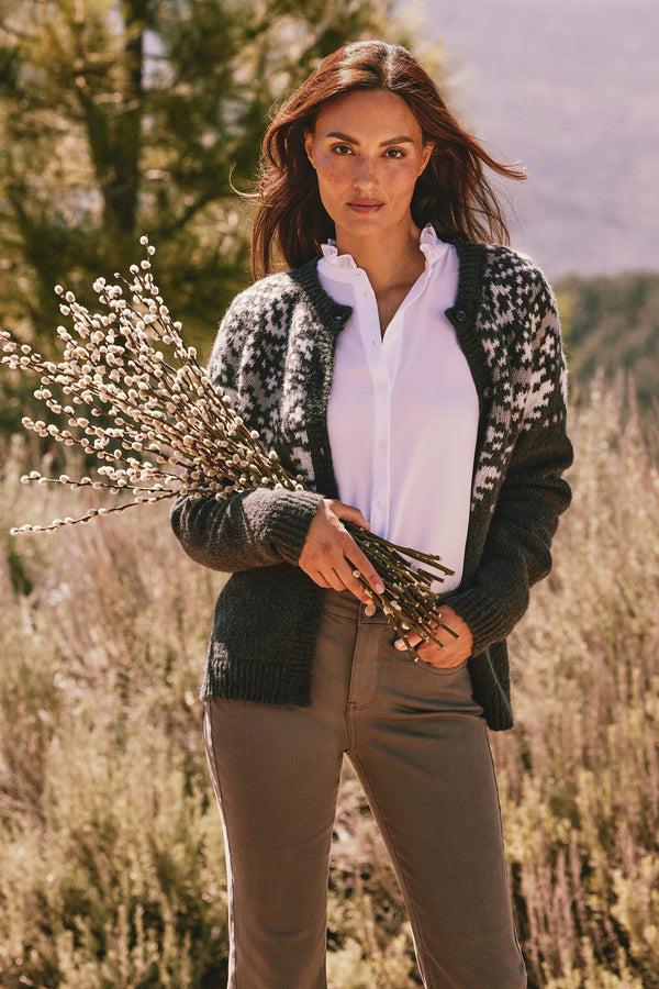 nydj Ruffle Neck Blouse