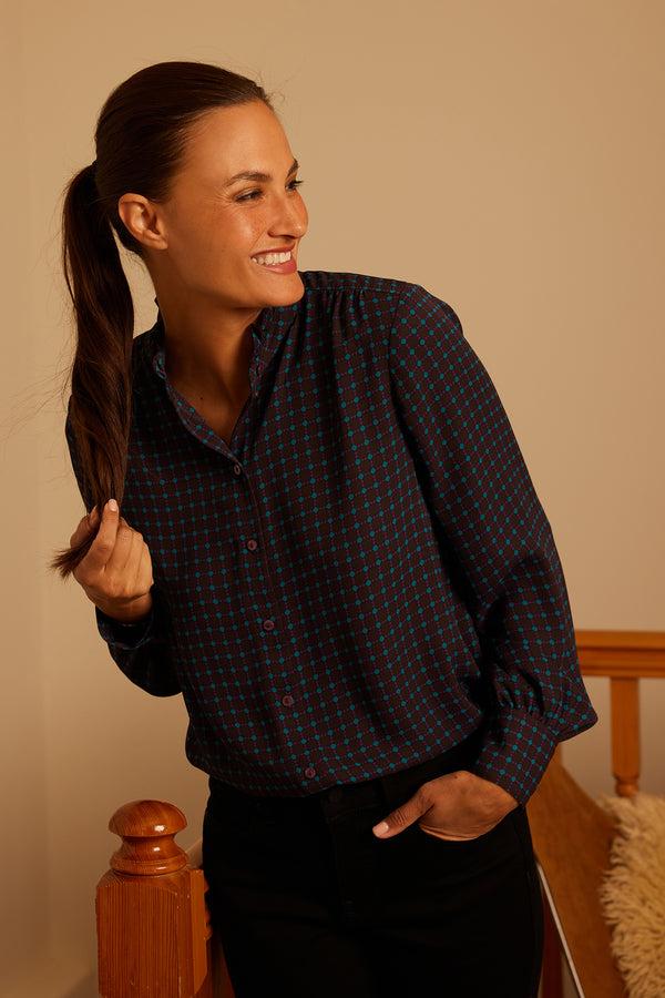 nydj Ruffle Neck Blouse