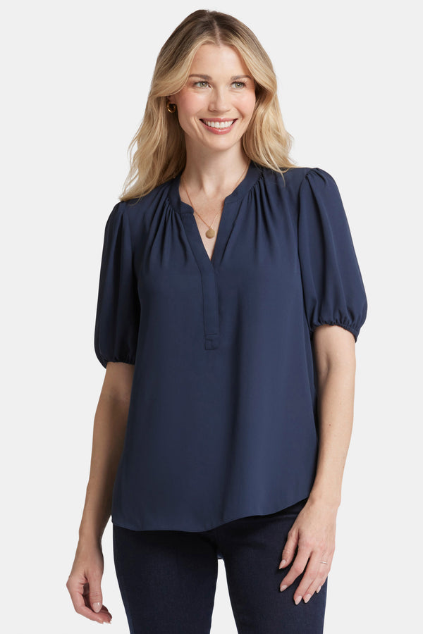 Nydj Short Puff Sleeve Popover Top