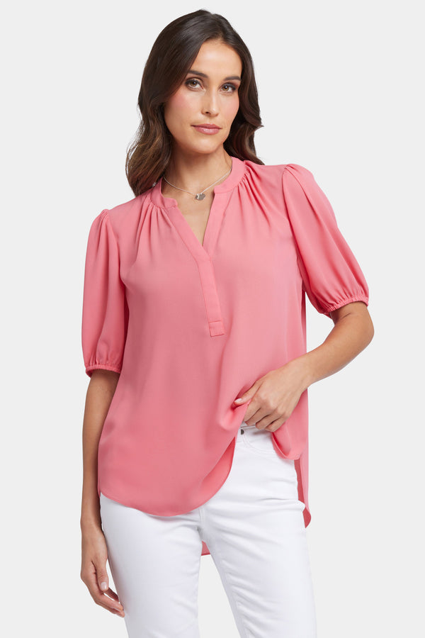 Nydj Short Puff Sleeved Popover Top