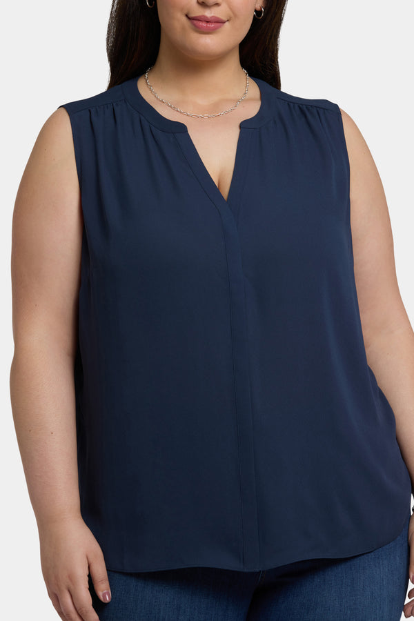 Nydj Sleeveless Pintuck Blouse In Plus Size