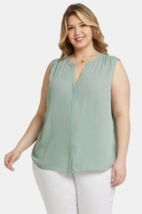 Nydj Sleeveless Pintuck Blouse In Plus Size