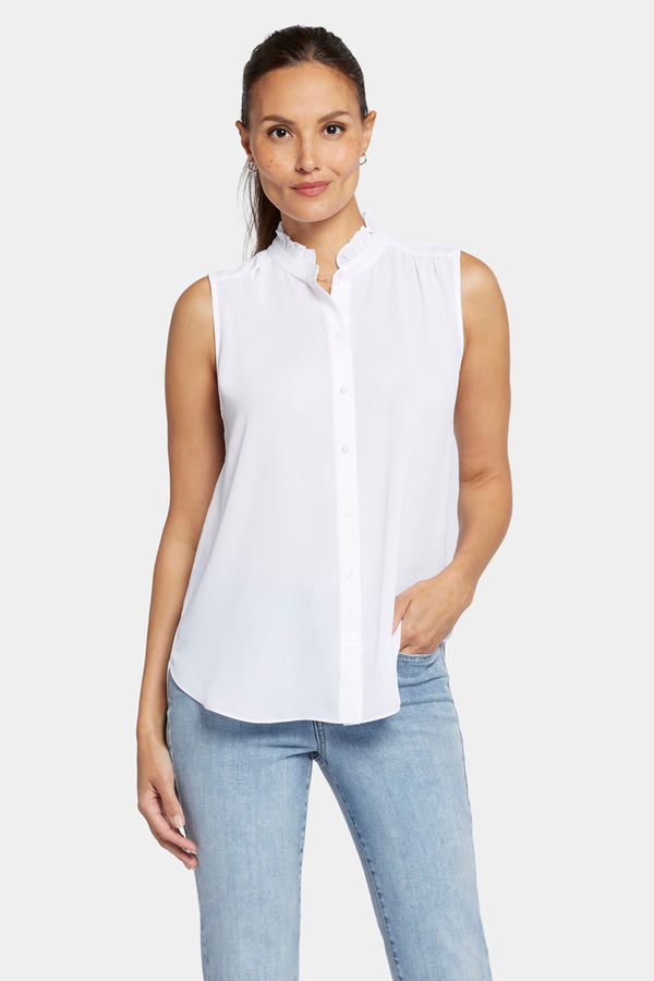 Nydj Sleeveless Ruffle Neck Blouse