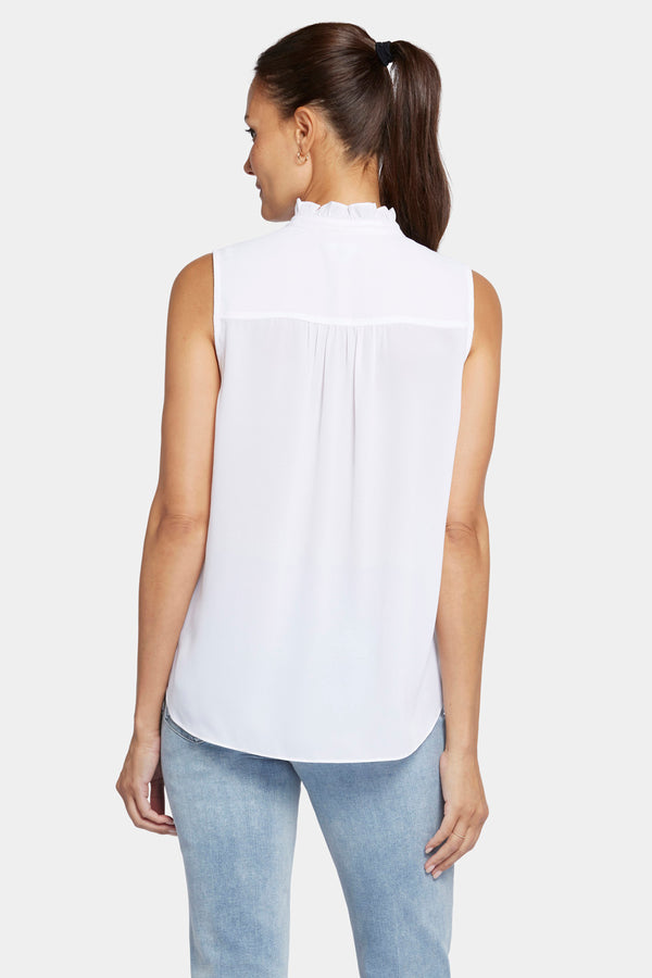 nydj Sleeveless Ruffle Neck Blouse