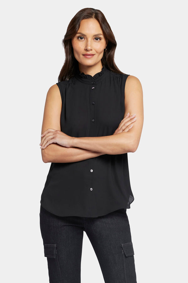 Nydj Sleeveless Ruffle Neck Blouse