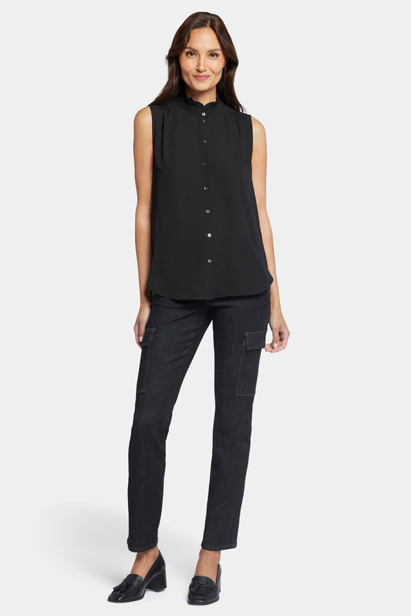 Nydj Sleeveless Ruffle Neck Blouse