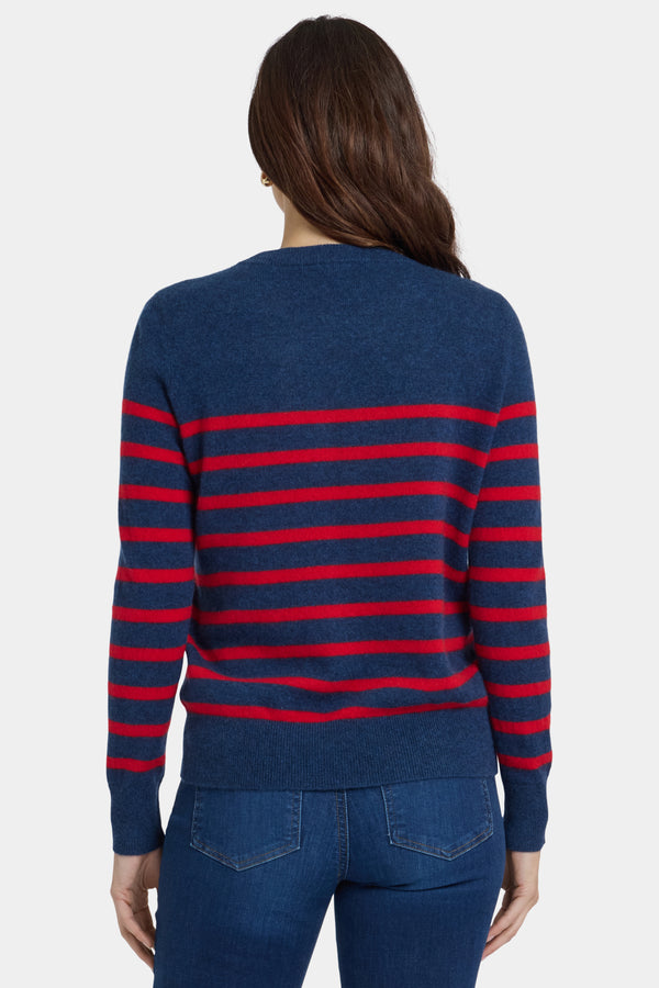 Nydj Striped Cashmere Crewneck Sweater