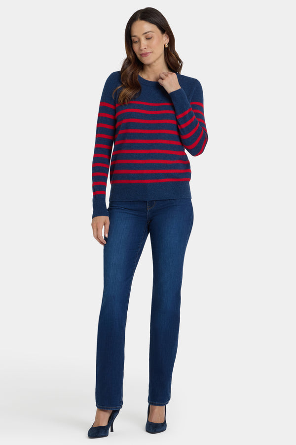 Nydj Striped Cashmere Crewneck Sweater