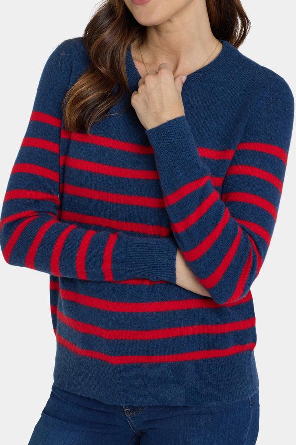 nydj Striped Cashmere Crewneck Sweater