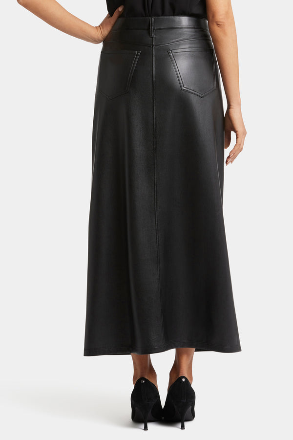 nydj Vegan Stretch Leather High Rise Long Skirt
