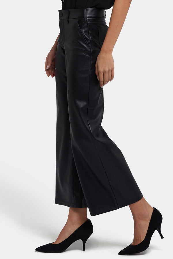 Nydj Vegan Stretch Leather Wide Leg Trouser Pants