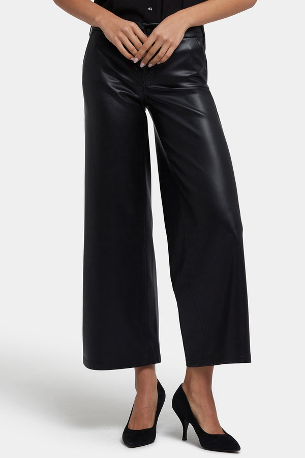 Nydj Vegan Stretch Leather Wide Leg Trouser Pants