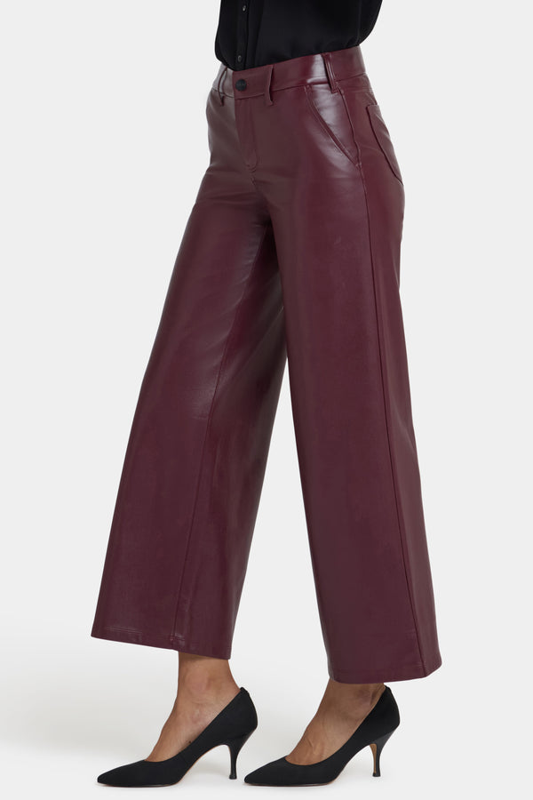 Nydj Vegan Stretch Leather Wide Leg Trouser Pants