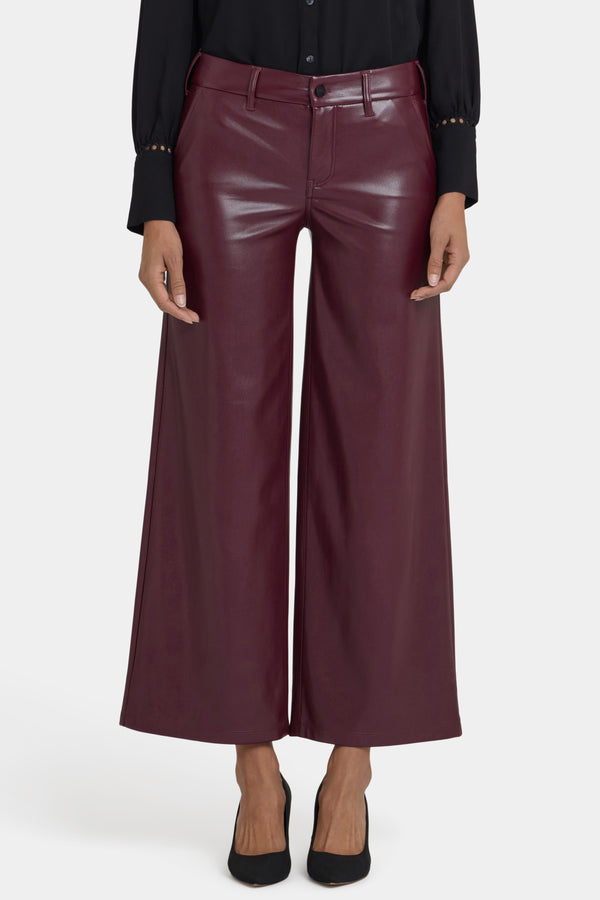 Nydj Vegan Stretch Leather Wide Leg Trouser Pants