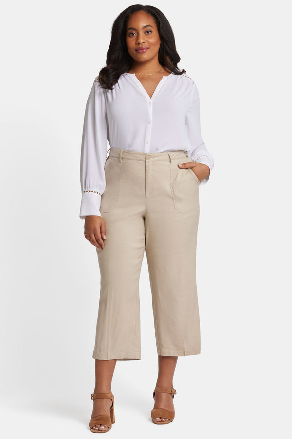 Nydj Wide Leg Cargo Capri Pants In Plus Size