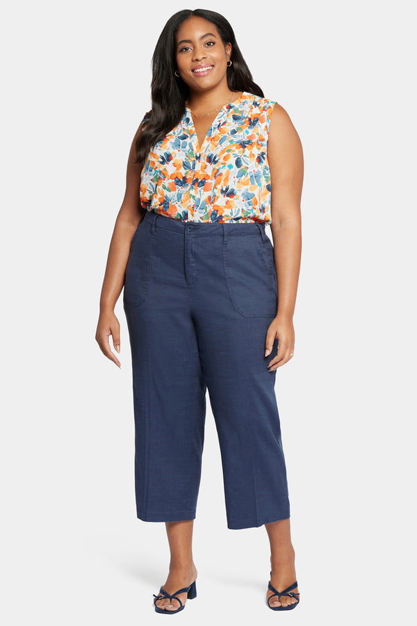 Nydj Wide Leg Cargo Capri Pants In Plus Size