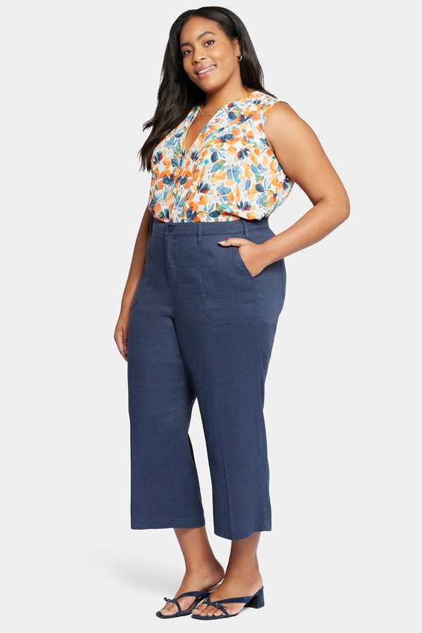 Nydj Wide Leg Cargo Capri Pants In Plus Size