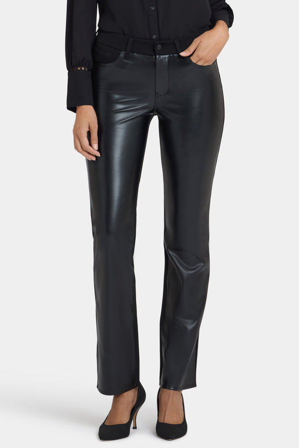 Nydj Vegan Leather And Ponte Marilyn Straight Pants