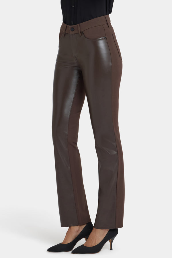 Nydj Vegan Leather And Ponte Marilyn Straight Pants