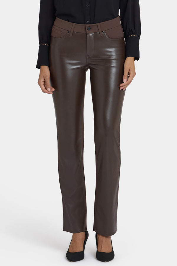 Nydj Vegan Leather And Ponte Marilyn Straight Pants