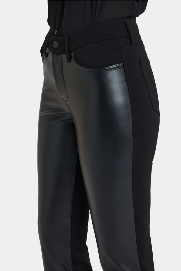 nydj Vegan Leather And Ponte Marilyn Straight Pants