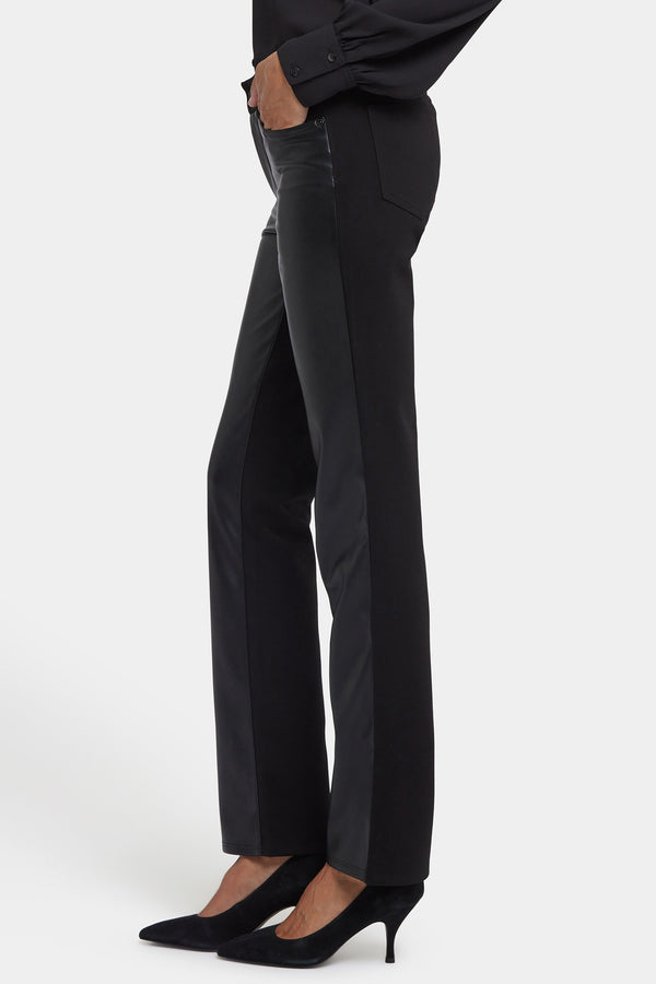 Nydj Vegan Stretch Leather Marilyn Straight Pants In Petite
