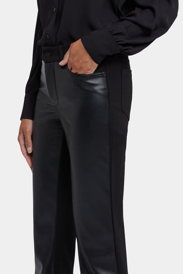 Nydj Vegan Stretch Leather Marilyn Straight Pants In Petite