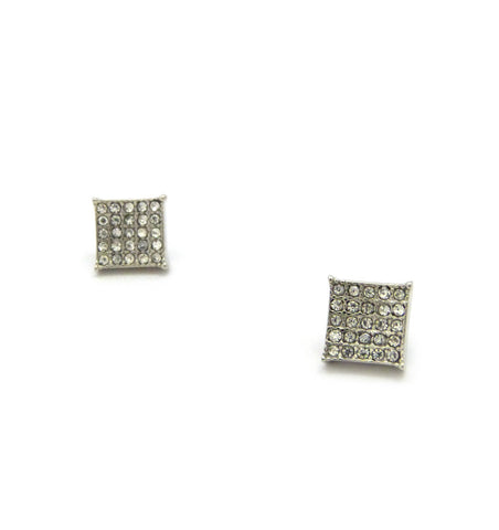Nyfashion101 5 Stone Row Square Kite Stud Magnetic Earrings In Silver-Tone