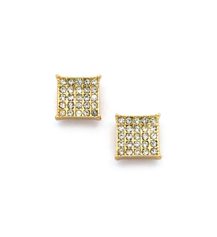 Nyfashion101 5 Stone Row Square Kite Stud Magnetic Earrings In Gold-Tone