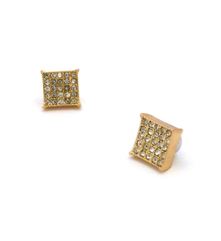 Nyfashion101 5 Stone Row Square Kite Stud Magnetic Earrings In Gold-Tone